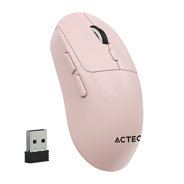 Mouse Ergonómico Multidispositivo Acteck Instinct Click MI484, 3200 DPI, 2.4 GHz + Bluetooth, 5 Botones, Recargable, Rosa – AC-945677