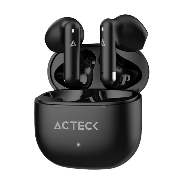 Audífonos Inalámbricos Acteck Flow AIR EF590, Bluetooth 5.4, TWS, Estéreo 2.0, Micrófono, hasta 24 h con Estuche, Negro – AC-945899