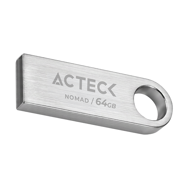 Memoria USB Acteck Nomad Metal MUF-64000, 64GB, USB 2.0, lectura 25 MB/s, escritura 5 MB/s, metálica plata – AC-946223