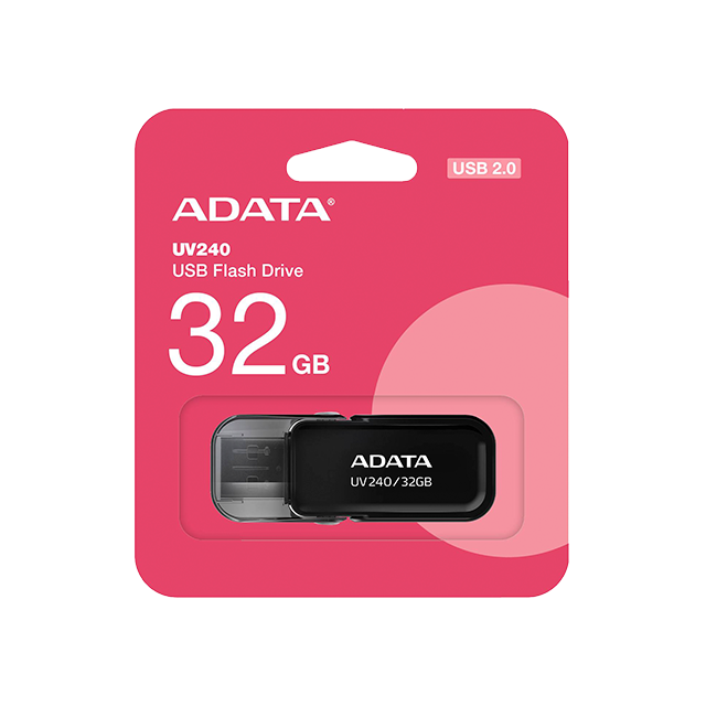 Memoria USB Adata UV240, 32GB, USB-A 2.0, Negro - AUV240-32G-RBK