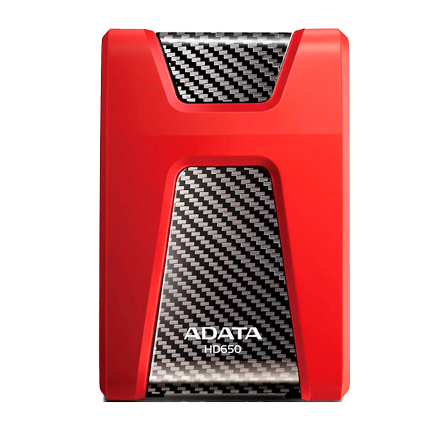 Disco Duro Externo ADATA HD650, 2TB, 2.5", USB 3.2, resistente a golpes, rojo – AHD650-2TU31-CRD