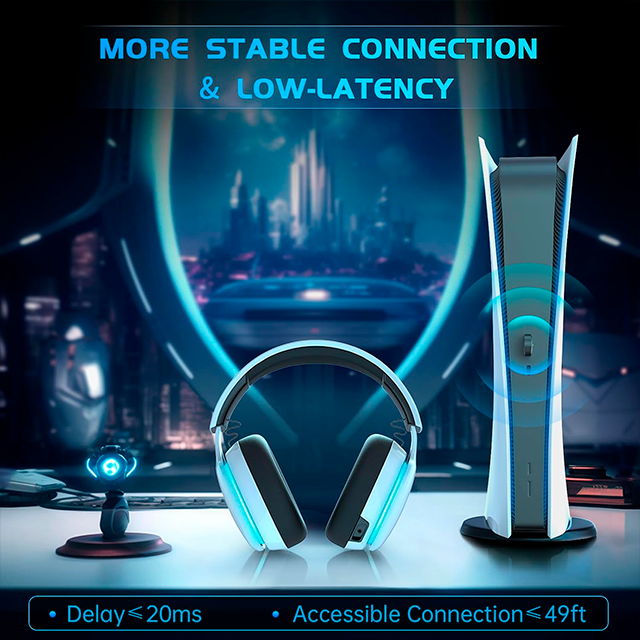 Audífonos Gamer AOC Captain 300, inalámbricos, 2.4 GHz/Bluetooth 6.0, sonido virtual 7.1, micrófono desmontable, Blanco – Captain 300