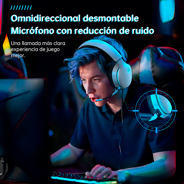 Audífonos Gamer AOC Captain 300, inalámbricos, 2.4 GHz/Bluetooth 6.0, sonido virtual 7.1, micrófono desmontable, Blanco – Captain 300