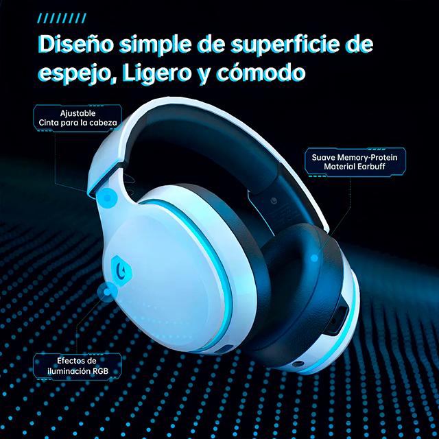 Audífonos Gamer AOC Captain 300, inalámbricos, 2.4 GHz/Bluetooth 6.0, sonido virtual 7.1, micrófono desmontable, Blanco – Captain 300