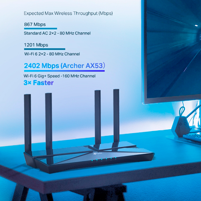 Router TP-Link Archer AX53 Wi-Fi 6 AX3000, Doble Banda, HomeShield, 4 Antenas, Gigabit - Archer AX53