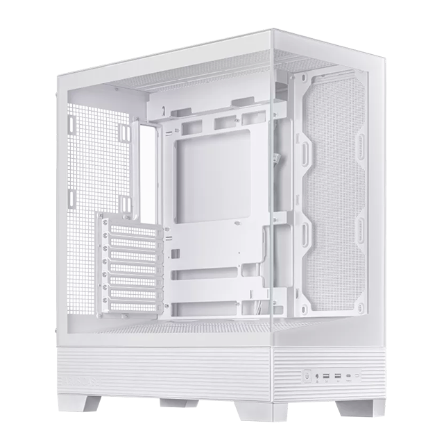 Gabinete ASUS A31 Case White, Mid Tower, ATX, vidrio templado frontal/lateral, soporte AIO 360 mm, GPU 380 mm – ASUS A31 CASE WH