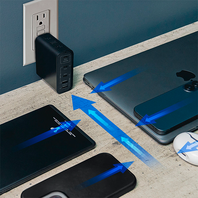 Cargador de Pared Vorago AU-600, 100W PD, 5 Puertos, Quick Charge 3.0, USB-C – Negro