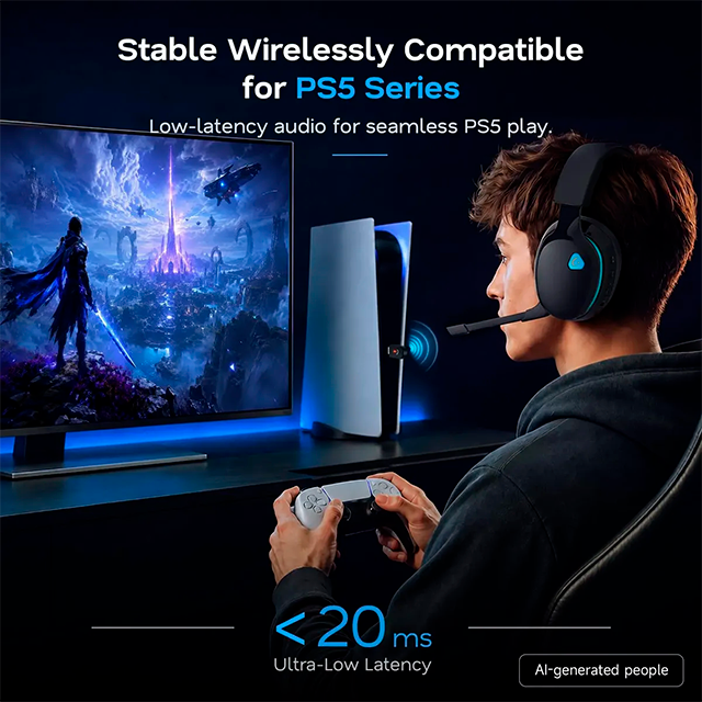Audífonos Gamer AOC Captain 300, inalámbricos, 2.4 GHz/Bluetooth 6.0, sonido virtual 7.1, micrófono desmontable – Captain 300