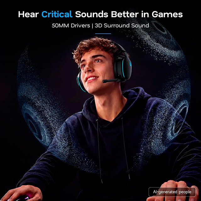 Audífonos Gamer AOC Captain 300, inalámbricos, 2.4 GHz/Bluetooth 6.0, sonido virtual 7.1, micrófono desmontable – Captain 300