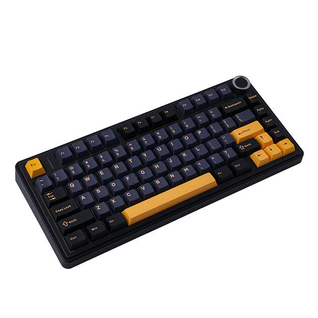 Teclado mecánico Aula F75 inalámbrico, 70%, triple conexión, Reaper switch, gasket 7 niveles, RGB, negro/amarillo – 8500-0014