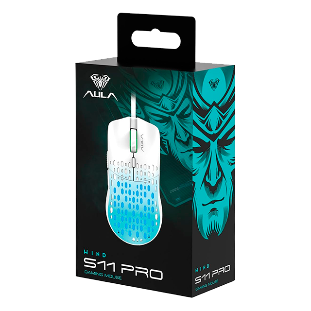 Mouse gamer Aula S11 Pro alámbrico, DPI ajustable 500–3600, RGB, Verde-Azul – 8500-0104