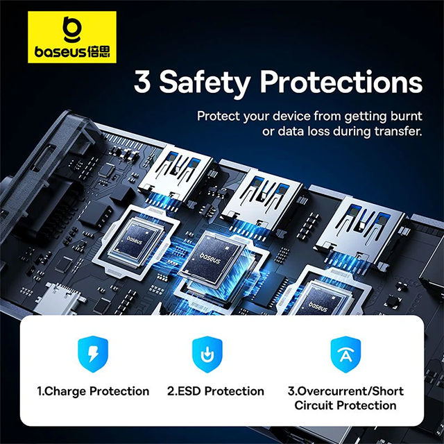 Hub USB-C Baseus Flite Series, 7 Puertos, HDMI 4K 60Hz, USB 3.0, PD, SD/TF – Gris – B00052803811-00