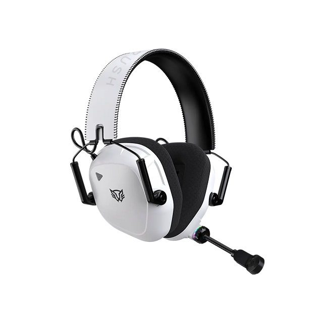 Audífonos Gamer Inalámbricos Pilot Pro HS808, Sonido Envolvente, Micrófono Retráctil, Batería de Larga Duración, Iluminación RGB, Blanco - BR-938594