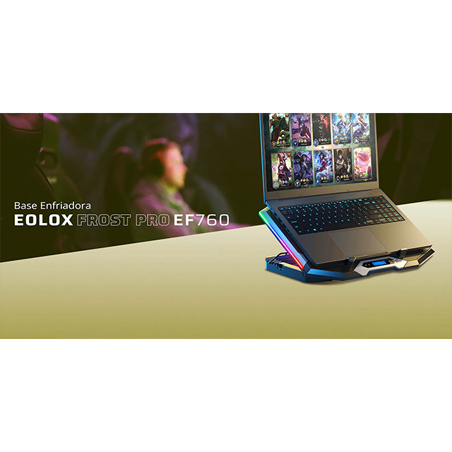 Base Enfriadora para Laptop Balam Rush EOLOX FROST PRO EF760, 17", 15 Ventiladores, RGB, 8 niveles, USB-A/USB-C – BR-941129