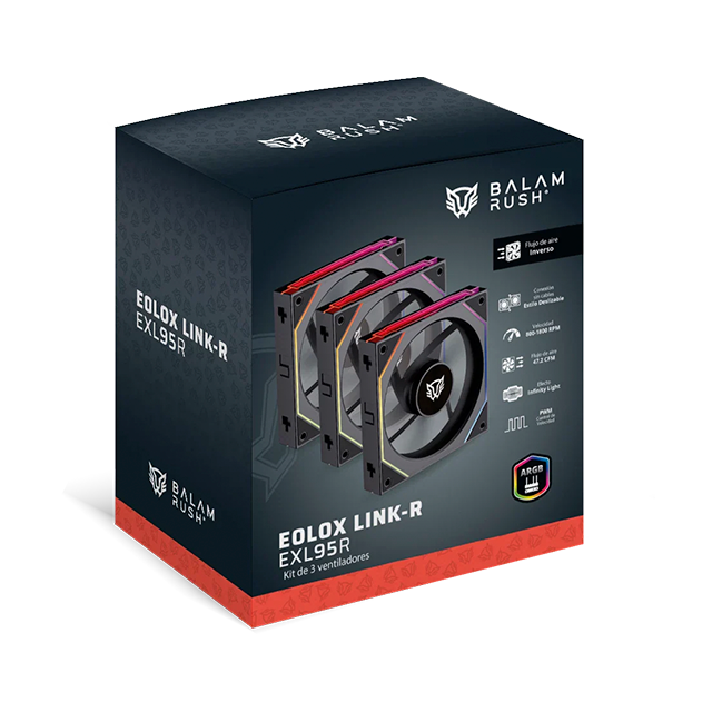 Kit 3 Ventiladores Balam Rush EOLOX LINK-R, 120 mm, Legend Series – BR-942102
