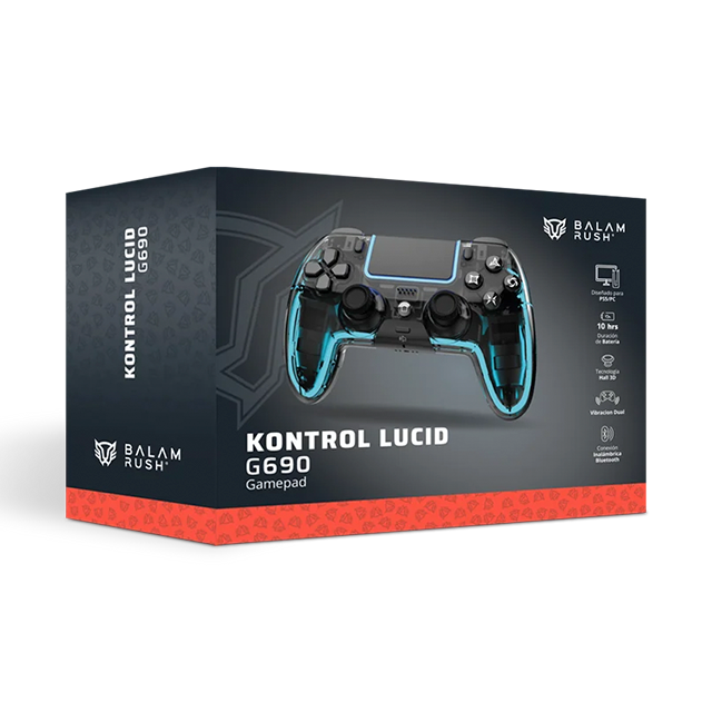 Control Inalámbrico Balam Rush Kontrol Lucid G690, Bluetooth 5.0 + USB-C, Hall 3D, Doble Vibración, RGB, PS5/PC/Android/iOS, Negro – BR-943581