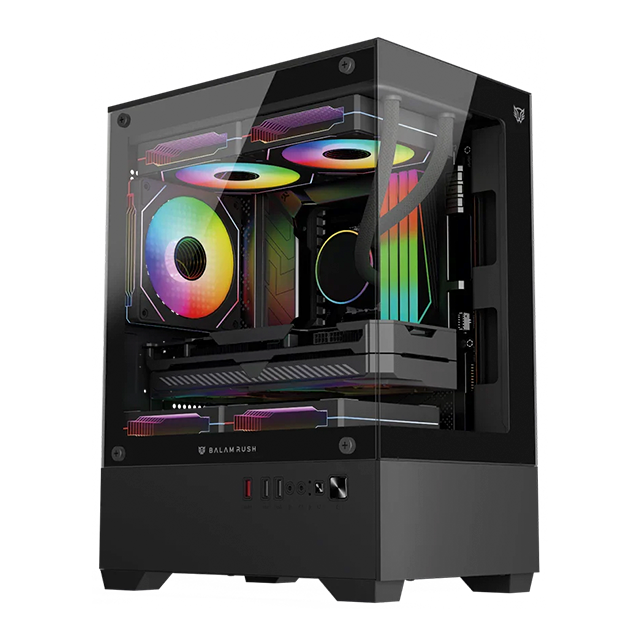 Gabinete Nitrox Glow Crystal 4700C, Micro ATX, vidrio templado, compacto, negro – BR-943918