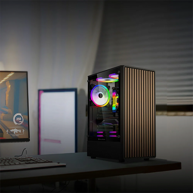 Gabinete Gamer Dragonfly Wood GM580CB, Negro, ATX/Micro-ATX/Mini-ITX, Panel Frontal Tipo Madera – BR-943949