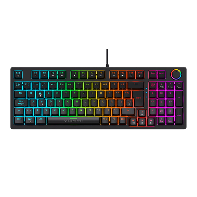 Teclado Mecánico Gamer Balam Rush DominaX Pro GK777, 90%, SNK Red Switch, RGB, Full Anti-Ghosting, Perilla Knob, USB-A, Negro – BR-945776