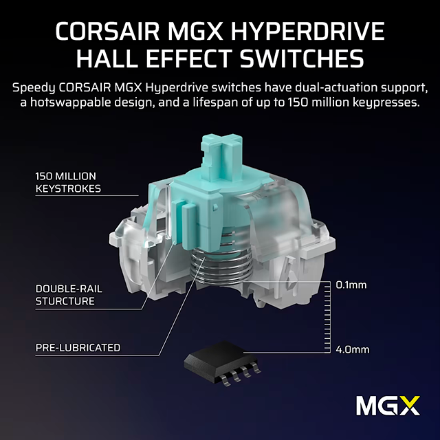 Teclado Mecánico Corsair Vanguard Pro 96, Switches Magnéticos Hall Effect, USB, Formato 96% – CH-91E911G-NA