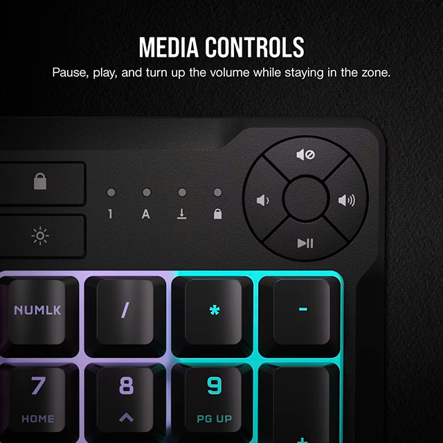 Teclado Gamer Corsair K55 Core RGB, Membrana, Switch Rubber, Retroiluminación RGB, Ingles – CH-9226C65-NA