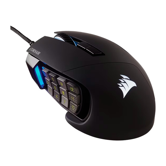 Mouse Gamer Corsair Scimitar RGB Elite, Óptico 18,000 DPI, 17 Botones Programables, iCUE, Retroiluminación RGB, Alámbrico USB, Negro - CH-9304211-NA
