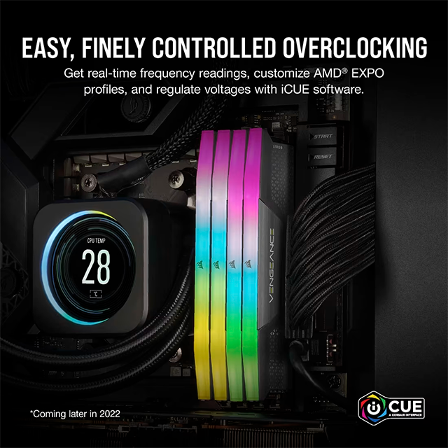 Memoria RAM Corsair Vengeance RGB DDR5 32GB (2×16GB) 5200 MHz CL40, EXPO/XMP – CMH32GX5M2B5200Z40K
