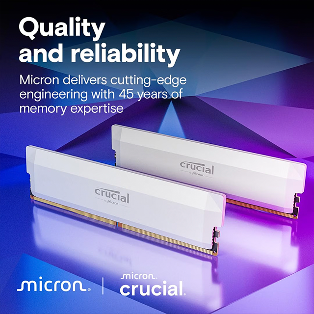 Memoria RAM Crucial Pro Overclocking 32GB (2×16GB), DDR5 6000 MT/s, CL36, XMP 3.0 / AMD EXPO, Blanco – CP2K16G60C36U5W