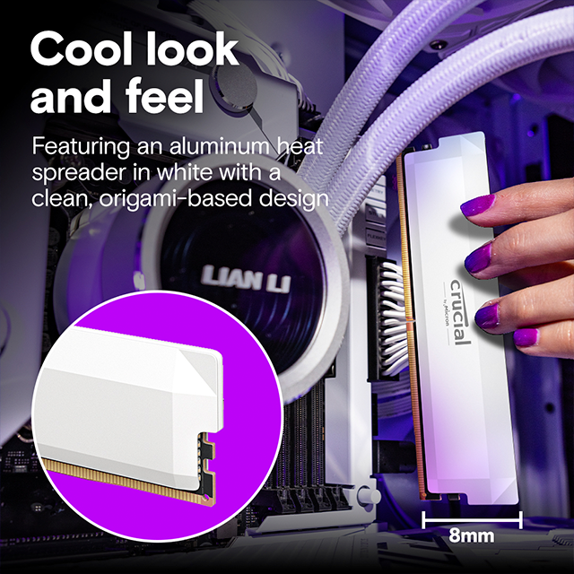 Memoria RAM Crucial Pro 64GB (2×32GB), DDR5, 6000 MHz, CL40, UDIMM, Blanco – CP2K32G60C40U5W