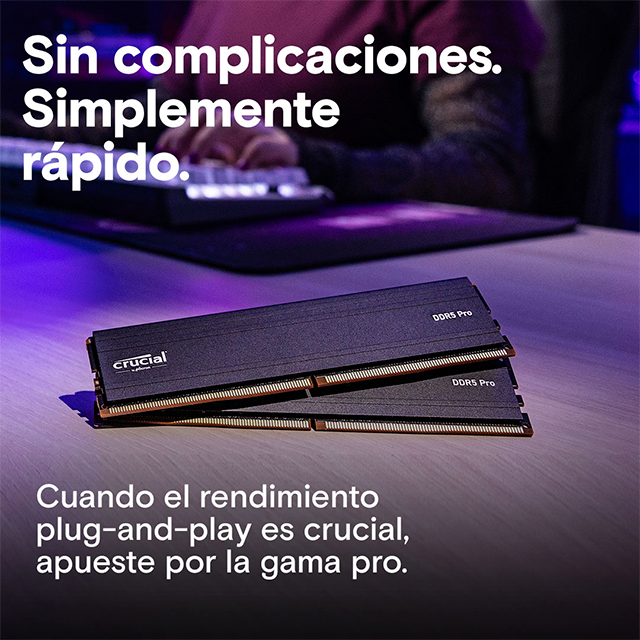 Memoria RAM Crucial Pro 96GB (2×48GB), DDR5 5600 MHz, UDIMM, CL46 – CP2K48G56C46U5