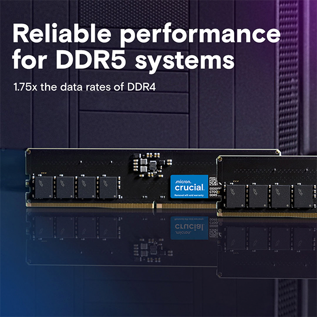 Memoria RAM Crucial DDR5 64 GB (2×32 GB), 4800 MT/s, CL40, UDIMM, 1.1 V, Intel XMP 3.0 – CT2K32G48C40U5
