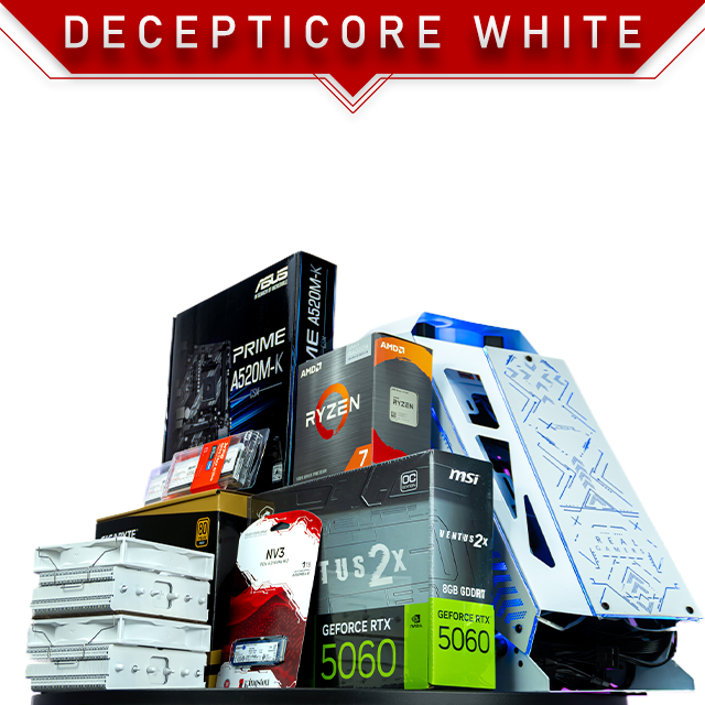 PC Gamer Decepticore White | AMD Ryzen 7 5700G | Nvidia RTX 5060 8GB | RAM 16GB DDR4 3200Mhz | 1TB M.2 | 4 Ventiladores RGB