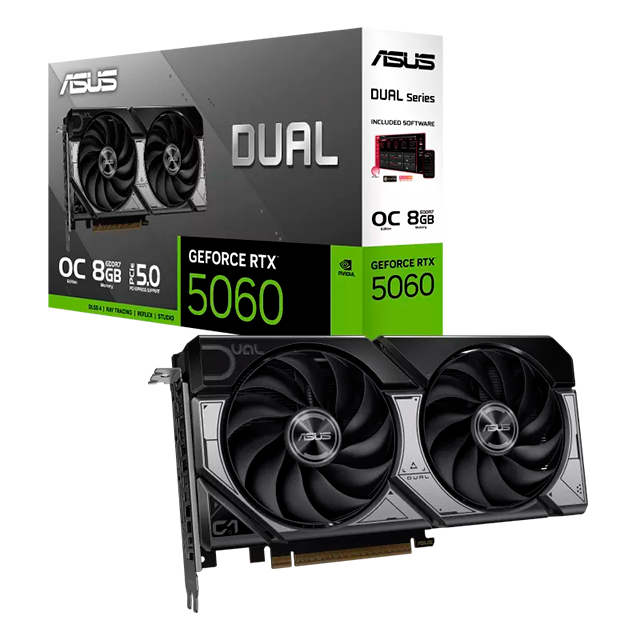 Tarjeta de video Asus Dual RTX 5060 OC, 8GB GDDR7, PCIe 5.0, HDMI 2.1, DisplayPort 2.1 – DUAL-RTX5060-O8G
