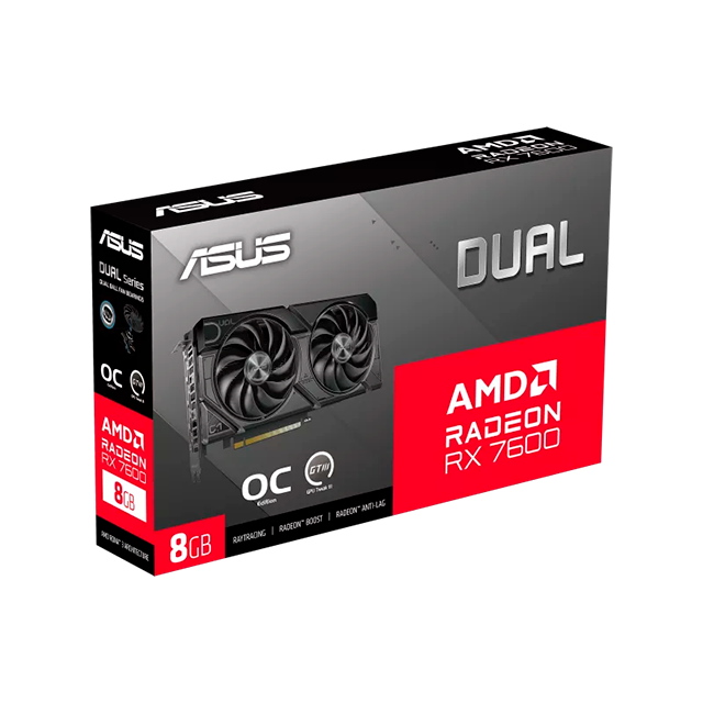 Tarjeta de Video ASUS AMD RX 7600 EVO OC, 8GB 128-bit GDDR6, PCI Express 4.0 - DUAL-RX7600-O8G-EVO
