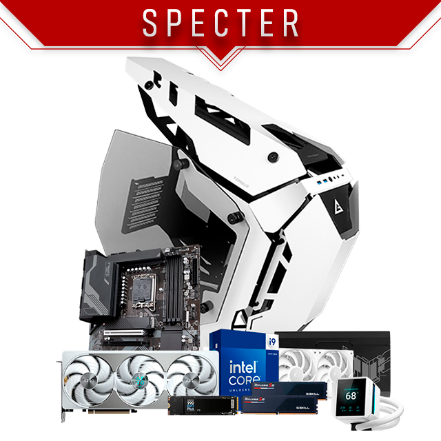 Specter by PhantomCore | Intel Core i9-14900K | RTX 5080 16GB GDDR7 | 96 GB DDR5 | SSD 2 TB NVMe PCIe 5.0 | Enfriamiento Líquido 360 mm LCD | Fuente 1000 W 80+ Gold | Gabinete Antec Torque Blanco y Negro