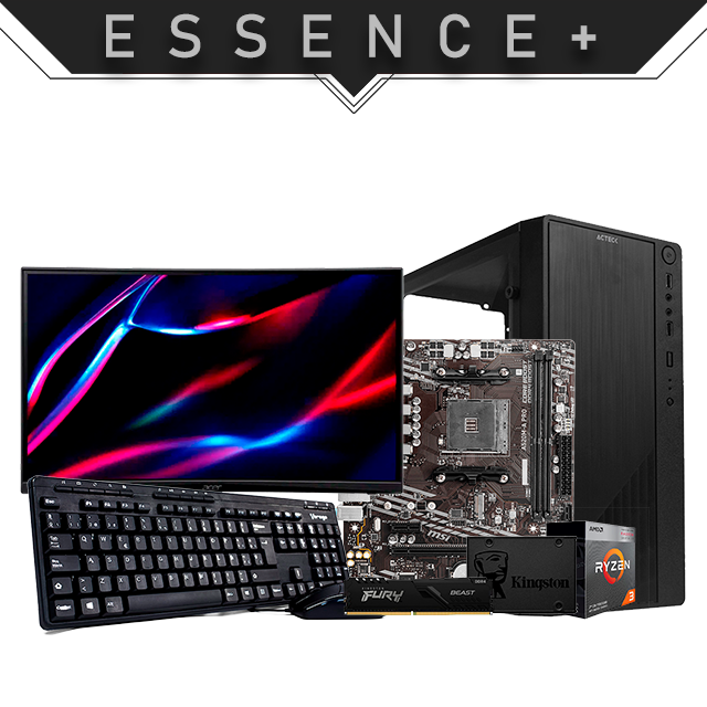 PC Essence + | AMD Ryzen 3 3200G | 8GB 3200Mhz | SSD 480GB | Monitor | Teclado y Mouse