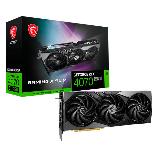 Tarjeta de video Nvidia MSI GeForce RTX 4070 Super Gaming X Slim12G, 12GB GDDR6X, Nvidia DLSS 3, Mystic Light - 912-V513-631