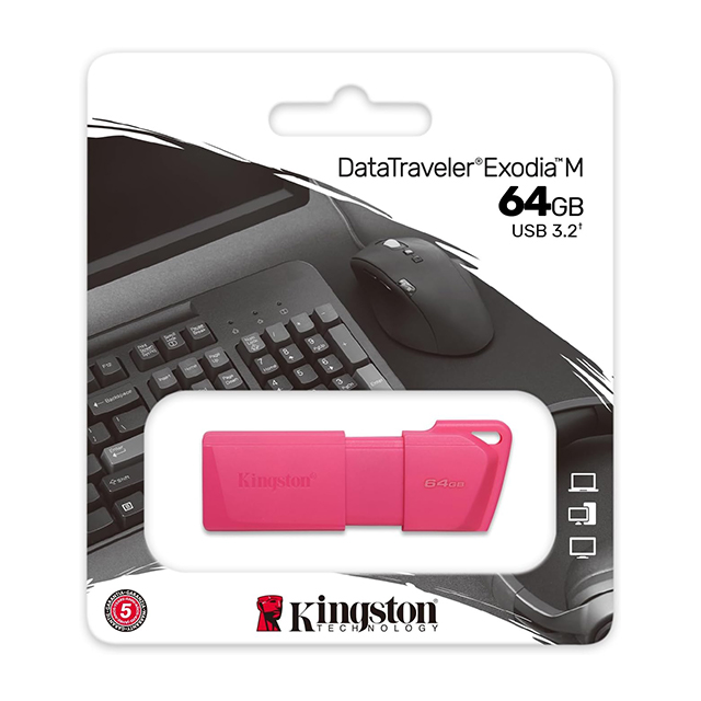 Memoria USB Kingston DataTraveler Exodia M 64GB, Rosa, USB 3.2 - KC-U2L64-7LN