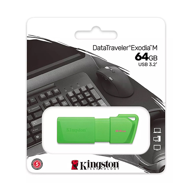 Memoria USB Kingston DataTraveler Exodia M 64GB, Verde, USB 3.2 - KC-U2L64-7LG