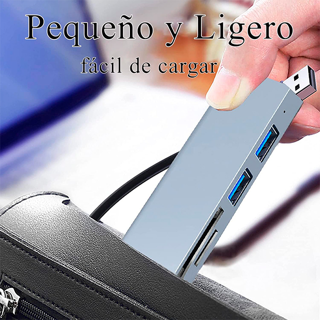 Hub WTDD USB C 5 en 1, Adaptador Multipuerto USB C con 3 Puertos USB 3.0 Lector de Tarjetas SD/Micro SD, Compatible con MacBook Pro, XPS y Más Dispositivos