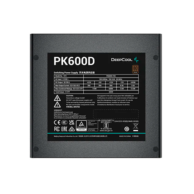 Fuente de Poder Deepcool PK600D, 80 Plus Bronce 600W, No Modular - R-PK600D-HA0B-US