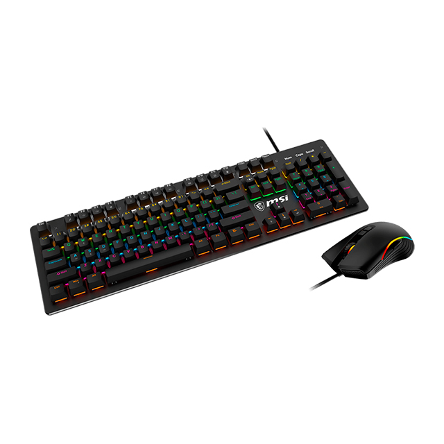 Combo de Teclado y Mouse MSI Forge GK300 Blue, Switches Blue, Óptico, 7,200 DPI, RGB - KITMSI030