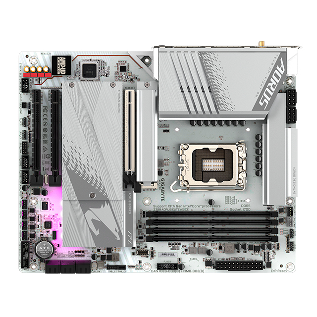 Tarjeta Madre Gigabyte Z790 Aorus Elite AX ICE, ATX,12th, 13th & 14th Gen , Socket LGA 1700, DDR5 7600Mhz OC, 4x M.2, Wi-Fi 6E - Z790-AORUS-ELITE-AX-ICE 