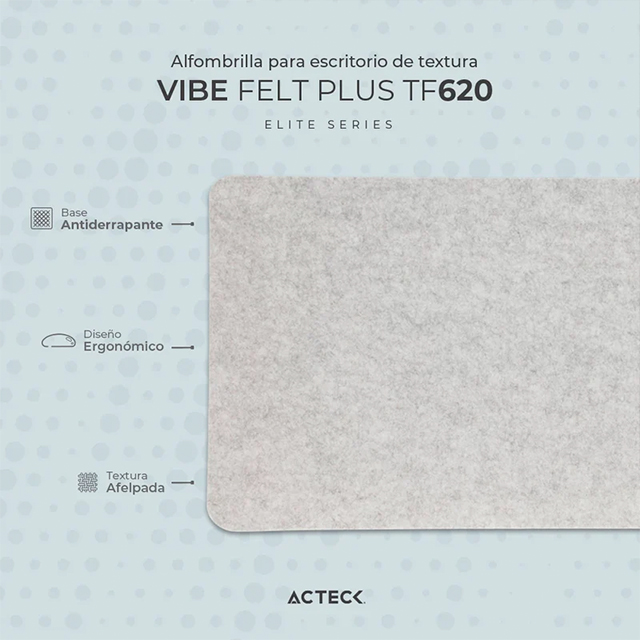 Mousepad Acteck Vibe Felt Plus TF620, 900 x 400 x 3mm, Elite Series Gris Claro - AC-934503