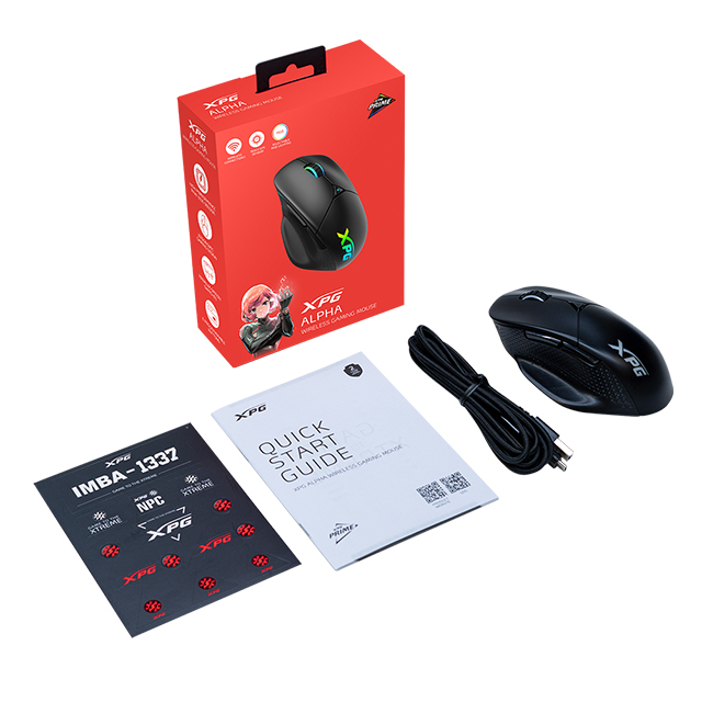 Mouse XPG Alpha| Inalámbrico| Alámbrico | RGB | 16,000 DPI | 6 Botones - ALPHA-BKCWW
