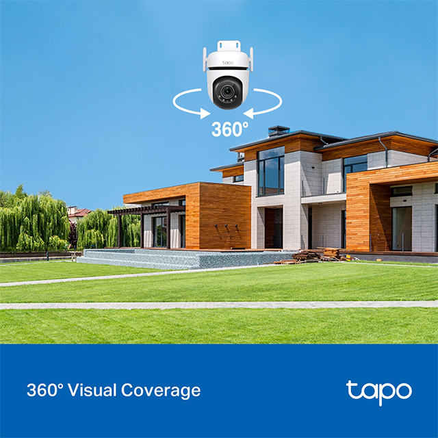 Cámara Wi-Fi de seguridad para exterior TP-Link Tapo C520WS con rotación 360°, 2K, Detección de personas, Visión Nocturna a Color, Protección IP66, Audio bidireccional, Compatible con Hey Google y Alexa - CAMTPL330 