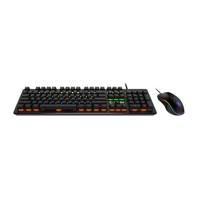 Combo de Teclado y Mouse MSI Forge GK300 Blue, Switches Blue, Óptico, 7,200 DPI, RGB - KITMSI030