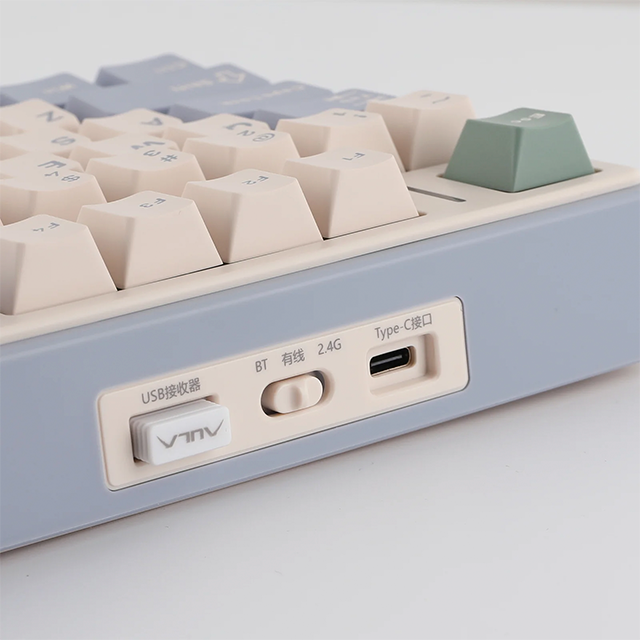 Teclado mecánico Aula F75 inalámbrico, 70%, triple conexión, Reaper switch, gasket 7 niveles, RGB, morado/beige/verde – 8500-0012