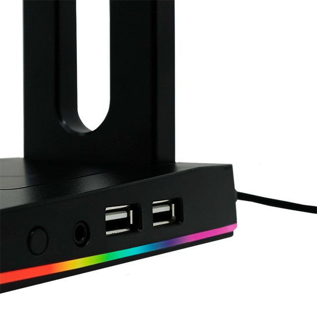 Base para audifonos Naceb Moltex RGB, 2 Puertos USB, 1 Puerto 3.5mm - NA-0952