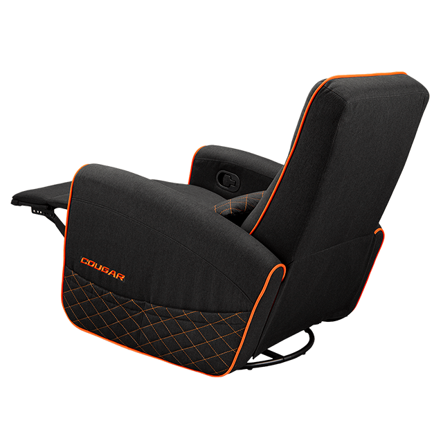 Sofá Gamer COUGAR FIDOM, reclinable, giratorio, balanceo, soporte lumbar, negro/naranja – CGR-FDF-ORB